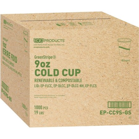 Eco-Products Cup, 9Oz Gn Strpe Corn, Cr 20PK ECOEPCC9SGS